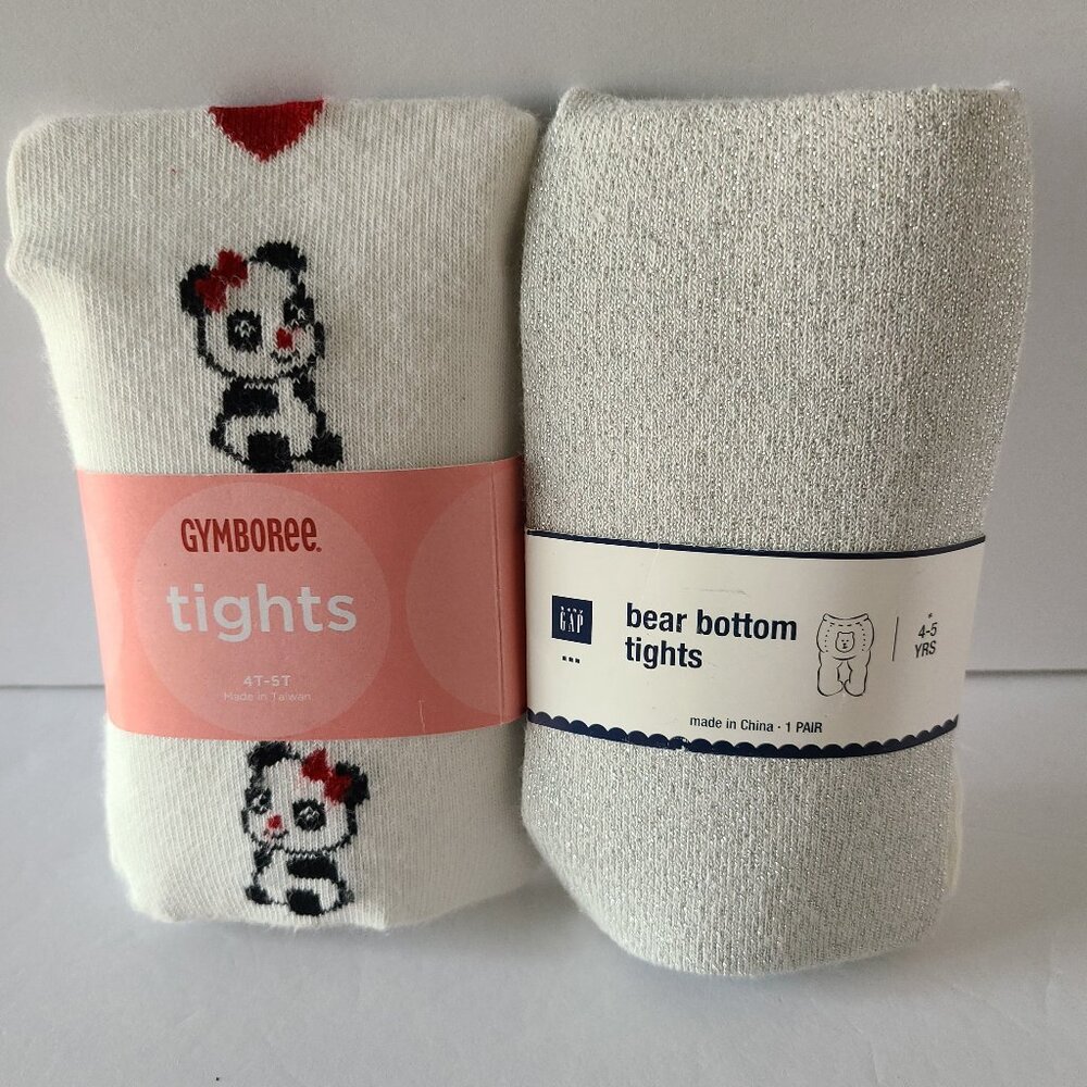 BUNDLE - GYMBOREE PANDA TIGHTS (4T/5T) & BABY GAP BEAR BOTTOM TIGHTS (4--5YEARS)
